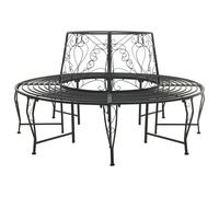 vidaXL Banco de Árbol 8-Número de plazas Ø 160 x 89 cm Acero Negro