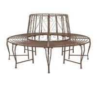 vidaXL Banco de árbol 8-Número Asientos Ø 160 x 89 cm Acero Antiguo Marrón Redondo, Banco elegante para exteriores, Acero resistente a la intemperie, Muebles de jardín modernos para patio y patio