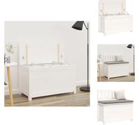 vidaXL Banco de asiento blanco de 80x41x77 cm, fabricado en madera maciza de pino. - Bancos de asiento