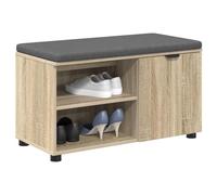 vidaXL Banco de Entrada con cojín Roble Sonoma 80 x 38 x 46 cm, Banco de Entrada Elegante, almacenaje Rectangular Moderno, tapizado en Tela, Asiento cómodo