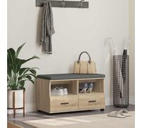 vidaXL Banco de entrada Roble Sonoma con cojín 80 x 38 x 46 cm, organizador y diseño minimalista