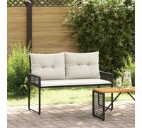 vidaXL Banco de exterior con cojines, color y crema, 118 x 55 x 82 cm