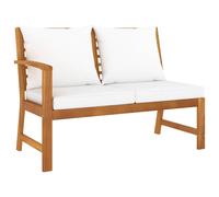 vidaXL Banco de jardín 114,5 cm con cojines crema madera acacia maciza