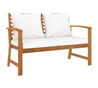 vidaXL Banco de Jardín 120 cm con Cojines Patio Exterior al Aire Libre Decoración Recibidor Asiento Silla Duradero Estable Crema Madera Maciza Acacia