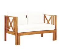 vidaXL Banco de jardín 2 plazas con cojines madera maciza acacia 122cm