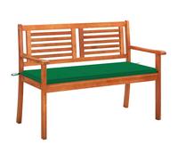 vidaXL Banco de jardín 2 plazas madera maciza eucalipto y cojín 120 cm en color Negro/Antracita/Estampados cuadros grises y más | acolchados duraderos para sofás de jardín terraza exterior