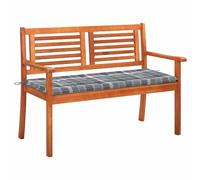 vidaXL Banco de jardín 2 plazas madera maciza eucalipto y cojín 120 cm