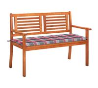 vidaXL Banco de jardín 2 plazas madera maciza eucalipto y cojín 120 cm