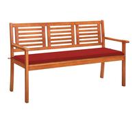 vidaXL Banco de jardín 3 plazas madera maciza eucalipto y cojín 150 cm en color Rojo/Azul/Gris y más | acolchados duraderos para sofás de jardín terraza exterior
