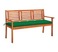 vidaXL Banco de jardín 3 plazas madera maciza eucalipto y cojín 150 cm