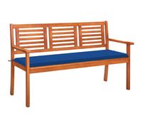 vidaXL Banco de jardín 3 plazas madera maciza eucalipto y cojín 150 cm en color Rojo/Azul/Gris y más | acolchados duraderos para sofás de jardín terraza exterior