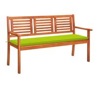 vidaXL Banco de jardín 3 plazas madera maciza eucalipto y cojín 150 cm en color Rojo/Azul/Gris y más | acolchados duraderos para sofás de jardín terraza exterior