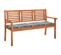 vidaXL Banco de jardín 3 plazas madera maciza eucalipto y cojín 150 cm en color Rojo/Azul/Gris y más | acolchados duraderos para sofás de jardín terraza exterior