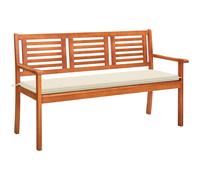 vidaXL Banco de jardín 3 plazas y cojín madera maciza eucalipto 150 cm