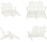 vidaXL Banco de jardín Adirondack para 2 personas con reposapiés, de madera de pino, color blanco - Silla de jardín - Sillas de jardín - Sillones de jardín - Silla para exteriores