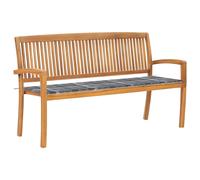 Vidaxl banco de jardín apilable con cojín madera maciza de teca 159 cm 57.5 cm
