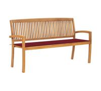 Vidaxl banco de jardín apilable con cojín madera maciza de teca 159 cm