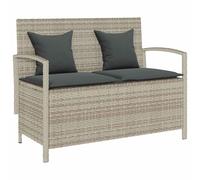 vidaXL Banco de jardín con almacenaje y cojín, asiento de patio exterior, gris claro