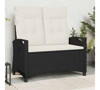 vidaXL Banco de jardín 105x60x112 cm con almohada reclinable Acero y poliéster Negro y crema