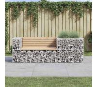 vidaXL Banco de jardín con cesta de gaviones madera maciza de pino