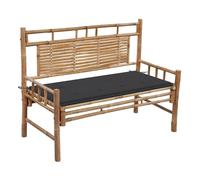 vidaXL Banco de jardín 120 cm con cojín bambú – Acolchado duradero – Rojo vino tinto/Verde brillante