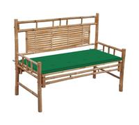vidaXL Banco de jardín con cojín bambú 120 cm – Acolchado duradero – Rojo/Verde/Beige