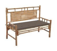 vidaXL Banco de jardín 120 cm con cojín bambú — acolchado duradero para exterior — Rojo/Verde/Beige