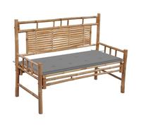 vidaXL Banco de jardín con cojín bambú 120 cm – Acolchados duraderos – Rojo vino tinto