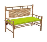 vidaXL Banco de jardín con cojín de bambú 120 cm - acolchados duraderos - Rojo/Verde/Beige