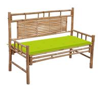 vidaXL Banco de jardín con cojín bambú 120 cm en color Rojo vino tinto/Verde brillante/Beige y más | acolchados duraderos para sofás de jardín terraza exterior
