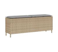 vidaXL Banco de jardín 110x30x40,5 cm ratán sintético con cojín beige