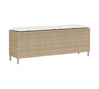 vidaXL Banco de jardín dos plazas con cojín beige 110x30x40,5 cm ratán sintético