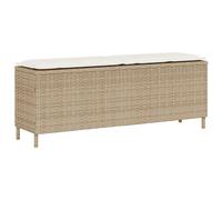 vidaXL Banco de jardín con cojín beige110x30x40,5 cm ratán sintético
