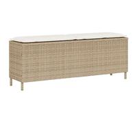 vidaXL Banco de jardín con cojín beige110x30x40,5 cm ratán sintético, Banco de Exterior, Banco de Parque, sofá de Dos plazas de jardín