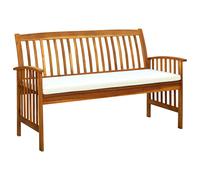 vidaXL Banco de jardín con cojín madera maciza de acacia 147 cm