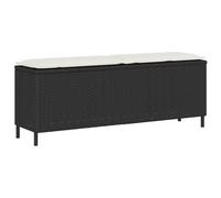 vidaXL Banco de jardín con cojín negro 110x30x40,5 cm ratán sintético