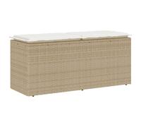 vidaXL Banco de jardín con cojín ratán sintético Beige 110x40x44 cm, Banco de Exterior, Banco de Parque, sofá de Dos plazas de jardín