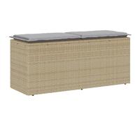 vidaXL Banco de jardín con cojín ratán sintético beige 110x40x44 cm