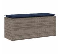 vidaXL Banco de jardín con cojín ratán sintético gris 110x40x44 cm