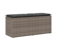 Vidaxl banco de jardín con cojín ratán sintético gris 110x40x44 cm