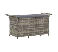 vidaXL Banco de jardín Polyrattan con cojín ratán sintético Gris 116x46x57 cm