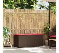 vidaXL Banco de jardín con cojín ratán sintético marrón 110x40x44 cm