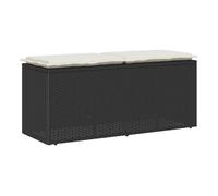 vidaXL Banco de jardín con cojín, ratán sintético, 110x40x44 cm, Negro