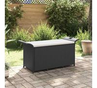 vidaXL Banco de jardín con cojín ratán sintético negro 116x46x57 cm