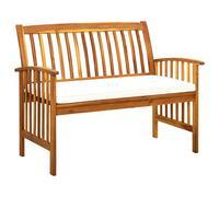 vidaXL Banco de jardín con cojines 119 cm madera maciza de acacia