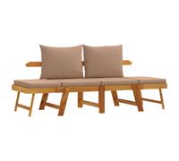 vidaXL Banco de jardín con cojines 2 en 1 madera maciza de acacia