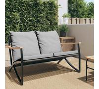 vidaXL Banco de jardín con cojines acero negro 120 cm