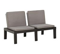 vidaXL Banco de Jardín con Cojines Patio Terraza Balcón Exterior Decoración Recibidor Asiento Silla Acolchado Cómodo Estable Plástico Gris