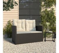 vidaXL Banco de jardín con cojines ratán sintético negro 105 cm