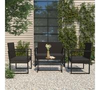 vidaXL Banco de jardín con cojines ratán sintético negro 106 cm